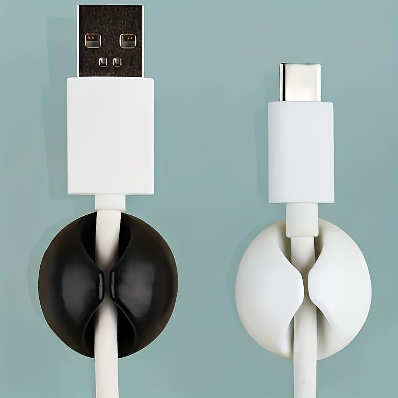 8/16Pcs Self Adhesive Cable Clips Desk Drawer Organizer for Home Office Car Charging Cord Management No Battery Needed Wire Holder (White,8)