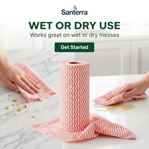 Image of Reusable Non Woven Kitchen Towel Roll | Ultra Absorbent Washable & Quick Dry Cleaning Wipes | Antimicrobial Anti-Odour Multipurpose Tissue Alternative for Dishcloth Cleaning, 50 Pulls, Pack 3