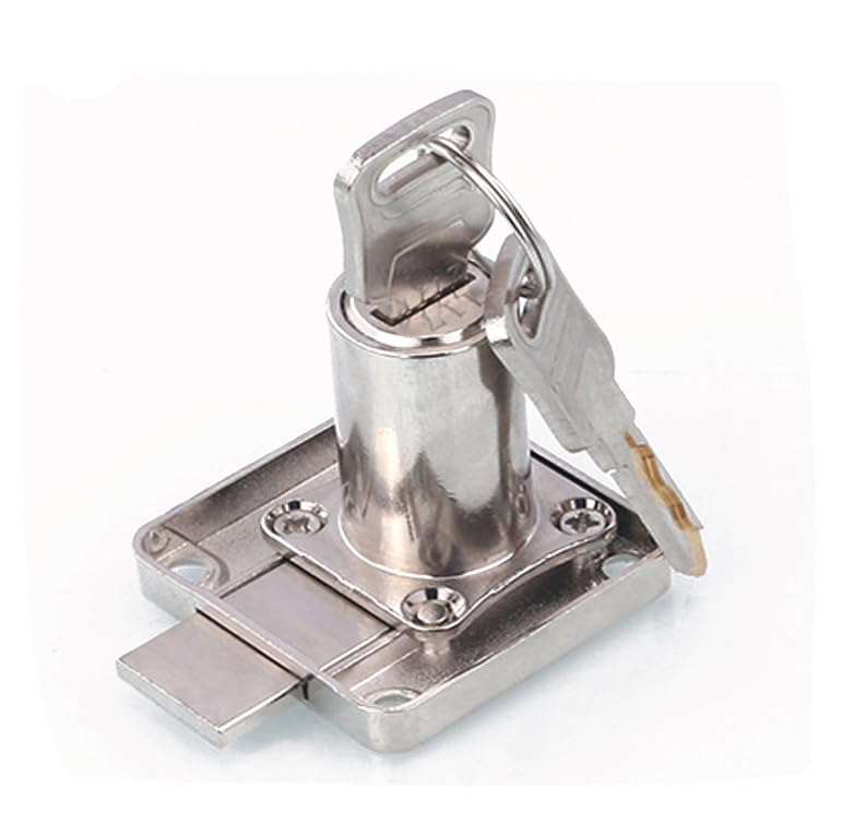 VICTAC Furniture Drawer Multi Lock Long Cylinder Square Base Screw Fixed Lock with 2 Brass Laser-Cut Keys for Drawers, Cabinet, Wardrob, Offiice Furniture 32mm Cylinder-picture-19