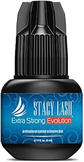 Extra Strong Evolution Eyelash Extension Glue Stacy Lash (0.17fl.oz / 5ml) / 1-2 Sec Drying time/Retention – 8 Weeks/Maximum Bonding/Professional Supplies/Black Adhesive/Semi-Permanent Extensions