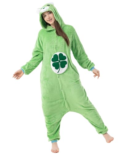 Katara Glücksbärchi-Kostüm Onesie Kleeblatt Lucky Bär Karnevals-Kostüm Verkleidung zum Fasching Schlafanzug Grün
