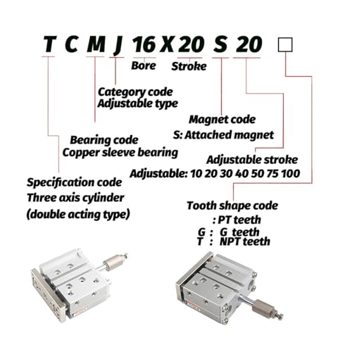 Vérin à double tige réglable TCLJ50X100-50S contre les flexions