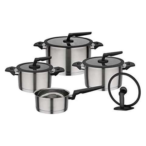 GSW 706155 Kochtopf-Set Apart 9-teilig, Edelstahl rostfrei 18/8, Glas Cover