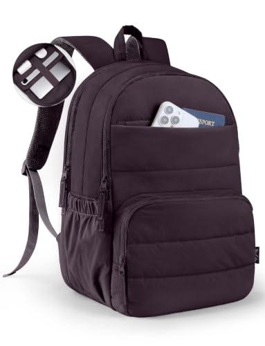 Image of Uselike Travel Backpack for Women, 15.6 Inch Laptop Backpack, Quilted College Bookbag, Cute Work Backpacks, Water Resistant (Dark Purple)