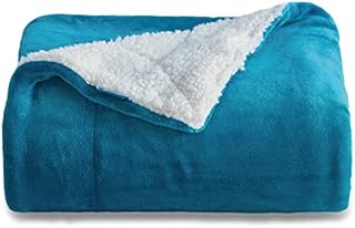 Bedsure Sherpa Fleece Throw Blanket - Fluffy Microfiber Solid Blankets for Bed and Couch Double/Twin Size, Turquoise, 150x200cm