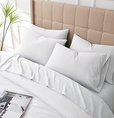 Southshore Fine Living, Inc.extra Deep Pocket Bed Linen Set, Shrinkage Free Sheet Set With 1 Flat Sheet, 1 Fitted Sheet, 4 Pillowcases, 6 Pc, Queen, White #TOP3