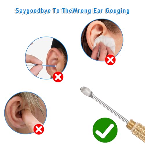 Qianyu Gold Folding Type Ear Wax Removal Tool 2 Pcs Titanium Alloy Ear-Pick Cleaner Portable Ear Pick Attached A Keyring Mini Ear Clean Tool Supplies Premium Telescopic Ear Spoon Keychain