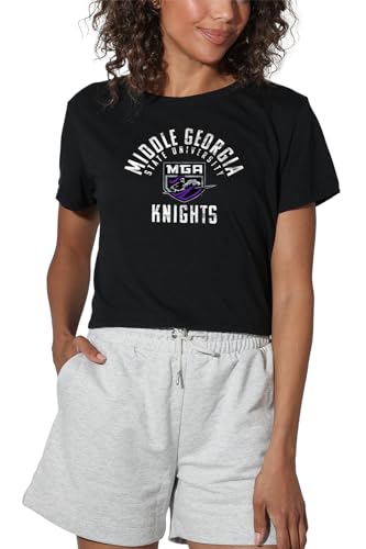 Middle Georgia State University Official Knights Logo Women's Crop Top T-Shirt, Black, Large