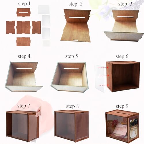 Boîte à cartes de mariage en bois APLUSWER pour décorer vos tables de réception