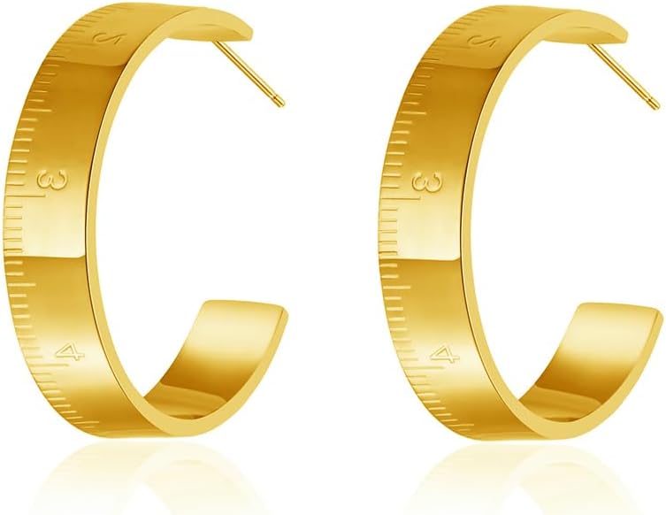 Gold Hoop Earrings For Women Geometric Textured Beaded Hoops Hypoallergenic Earrings