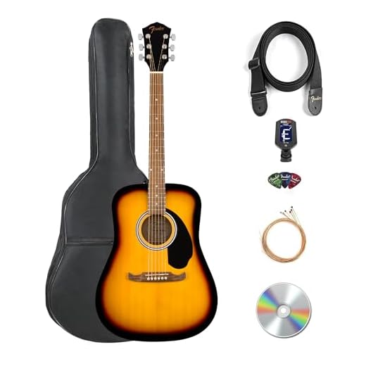 Fender FA-125 Dreadnought Acoustic Guitar - Sunburst Bundle with Gig Bag, Tuner, Strings, Strap, Picks, and Austin Bazaar Instructional DVD