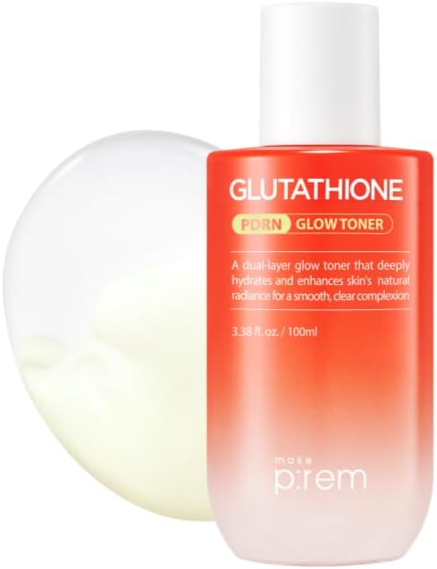 Make P:REM Glutathione PDRN Glow Toner, Antioxidant Radiance Booster with Dual Layer Moisture & Smoothing Formula for Sensitive Skin, Korean Skin Care, 3.38 fl oz, 100ml