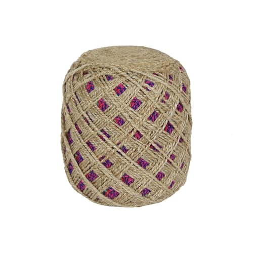 Repose-pieds en jute marron haut de gamme tressé main 40x40x45 cm