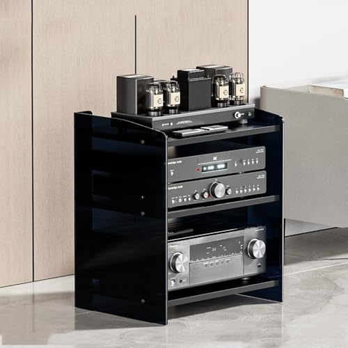 Étagère audio réglable acrylique meuble rangement multimédia hifi pour composant stéréo - 2