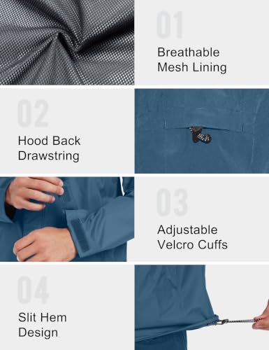 Image of Little Donkey Andy Men's Waterproof Rain Jacket Outdoor Raincoat for Hiking