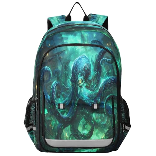 Sac à dos ordinateur pieuvre pour ado : grand cartable scolaire de lycée et voyage
