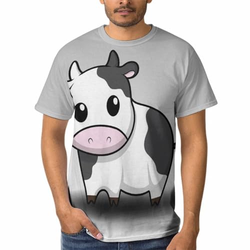 T-shirt vache en dessin animé homme col rond anti-déformation et manches courtes
