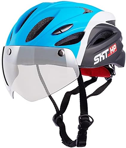 SKT HP Toddler Bike Helmet, Adjustable Helmet for Kids and Youth with Detachable Magnetic Goggles, Bicycle Cycling Skate Scooter Skateboard Helmet for Boys and Girls Blue