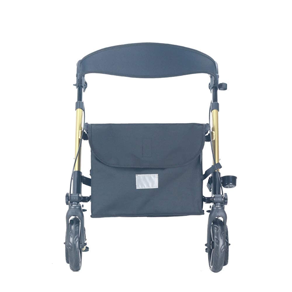 Rollator s ，Lightweight Travel Folding Rollator with Seat Transport Chair Dual Brake Adjustable Height 4 Wheels Mobility Aids for Adult Senior Elderly Outdoor
