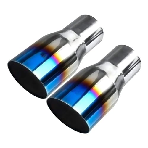 Pack of 2 pcs Blue Burnt Exhaust Tip 2.5 Inlet 3 Outlet 20cm Long 2.5 to 3 Weld On Exhaust Tail Pipe Tips Single Slant Cut