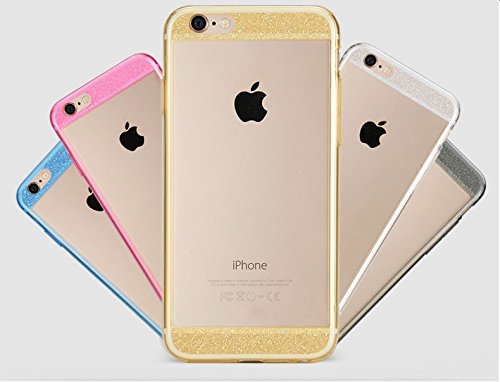 Coque Gel IPhone 6 Plus Transparente Dorée - TPU Souple à Strass Brillants