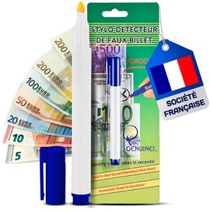 Stylo Faux Billet - Euros Dollars et Autres - Détecteur De Faux Billets en 2 Secondes - Société Française - Stylo Verificateur De Billet De Banque - Feutre...