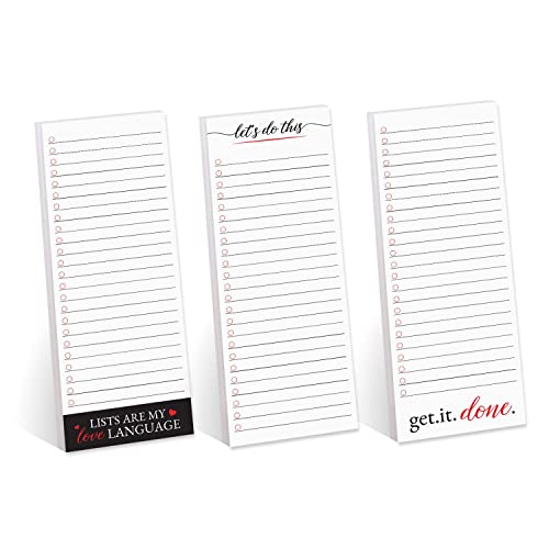 Motivational Sticky Note Checklist Assortment/Set of 3 Black and Red to Do Note Pads / 3' x 8' Empowering Task Trackers / 50 Sheets Per Pad/Made in USA
