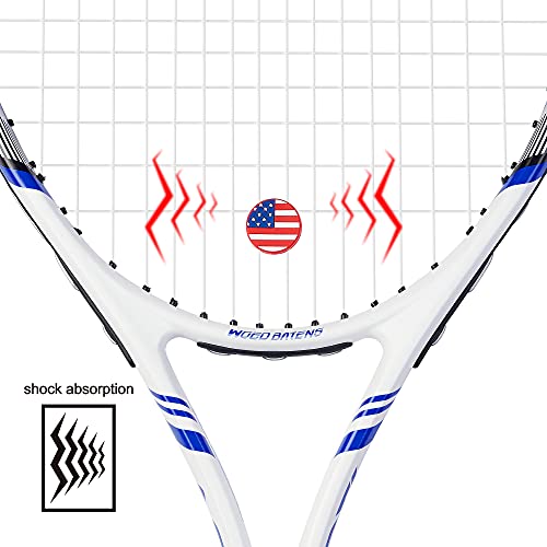 Pro Tennis Racket For Adults, 2 Player 27 Inch Speed Tennis Racquet Acceptable For Beginner And Professional With 3 Tennis Balls, 2 Vibration Dampes, 2 Overgrips, Tennis Bag (Blue) #TOP5