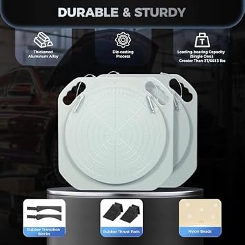 Heavy Duty Wheel Alignment Kit - 5 Ton Turn Plates with Transition Blocks & Thrust Pads, 360° Rotating Alignment Table for Garage & Auto Repair