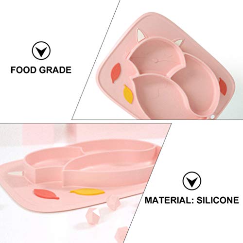Toyvian Placa Placa Dividida Fox Forma Silicone de Sucção Do Bebê Auto Alimentação Tigela Formação A