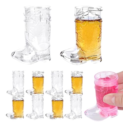 Tasses de fête de botte de 10 tasses transparentes pour bottes de bière, tasse à bière de 1 once - Nouveauté tasse créative pour boire avec bottes