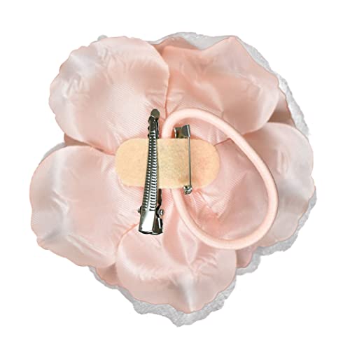Image of Women's Multifunction Rose Flower Sheer Petal Brooch Pin Hair Tie Clip