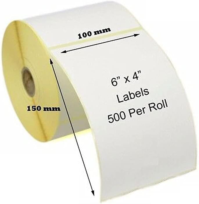 SKY Direct Thermal Label Stickers 4" X 6" 500 label per roll (100mm x 150 mm) Used for Printing Amazon Seller Flex & other Shipping Labels