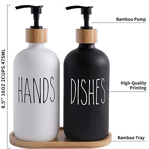 Hniuyun Glass Soap Dispenser Set of 2, Glass Soap Dispenser Bottle with Pump - Image 2