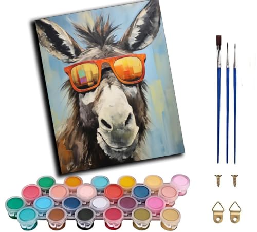 CAOGUANYU Pintar por Numeros (Gafas de sol de burro geniales) DIY Cuadro al óleo para Kit de Pintura al óleo Digital para Adultos decoración para el hogar 40x50cm，sin marco
