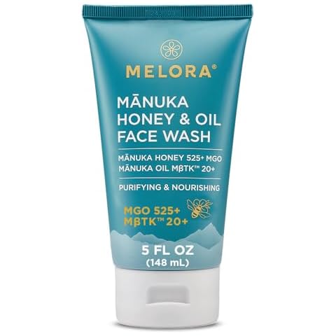 MELORA Manuka Honey Face Wash (5 Oz), Daily Skin Care Facial Cleanser & Makeup Remover with Manuka Honey & Oil for Dry or Sensitive Skin - Anti-Aging Face Wash for Women & Men Cover