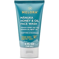 MELORA Manuka Honey Face Wash (5 Oz), Daily Skin Care Facial Cleanser & Makeup Remover with Manuka Honey & Oil for Dry or Sensitive Skin - Anti-Aging Face Wash for Women & Men