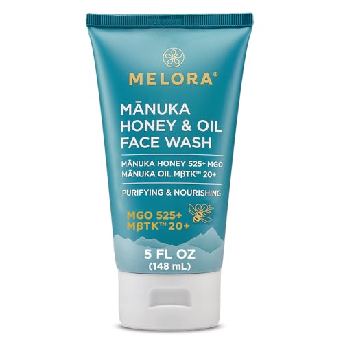 MELORA Manuka Honey Face Wash (5 Oz), Daily Skin Care Facial Cleanser & Makeup Remover with Manuka...
