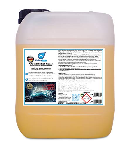 KaiserRein Premium Auto Waschmittel Autoschampoo Active 2,5 L Kanister Auto und Lkw Profi Blizzard Mega Haftschaum mit Langzeitkonservierung