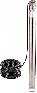 ZYIY 2" Screw Pump 220V/60Hz Submersible Water Pumps 50mm Bore Single-Phase Deep Well Pump 0.37KW 0.5HP Rotary Head 164ft 4.4GPM Deep Well Pump with 50ft Cable Water Pump for Home Garden Agricultural