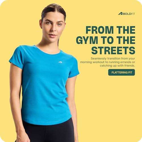 Image of Boldfit Tshirt for Woman Relaxed Fit Gym Tshirt for Women Workout Lightweight T Shirt for Woman Breathable Women T Shirt Round Neck T Shirts for Training, Running, Gym, Yoga, Badminton, Pickleball