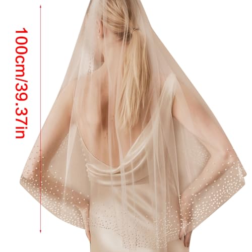 Velo blanco para novia con perlas mantilla con tachuelas para desfile 5
