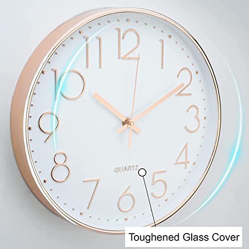 Image of TEKCOOL Plastic Digital Wall Clock 12 inch Silent Quartz Decorative Non-Ticking Classic Clock Battery Operated Round Easy to Read for Room /Home /Kitchen /Bedroom /Office /School- (Rose White);