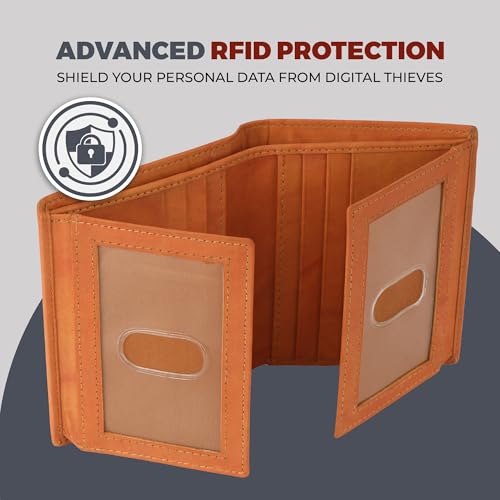 AG Wallets RFID Blocking Wallet for Men - Bifold Slim Wallet - Travel Wallet with 8 Card Holders, Full Size Bill Slot & 4 ID Windows - Cowhide Leather Wallet with Dual Flip Out ID Flaps - Tan4