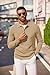 COOFANDY Men's Polo Long Sleeve Sweater Knit Formal Holiday Sweaters Casual Golf Polo Sweaters Fall Outfits Khaki