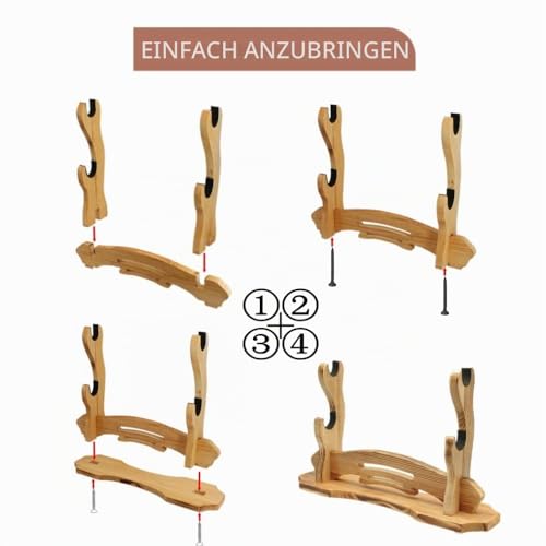 BiJun Schwertständer Katana Halterung, Katana Samurai-Schwertständer Präsentationsständer Schwertständer für Katana Wakizashi Tanto Unterstützung aller Schwerter (2 Schwerter)