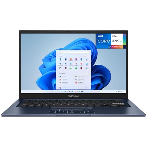 ASUS Vivobook 14 14" FHD Laptop, Intel Core i7-1355U, 1.7GHz, 12GB RAM, 512GB SSD, Windows 11 Home, Intel UHD Graphics, Wi-Fi5, Bluetooth, Quiet Blue, X1404VA-I712512