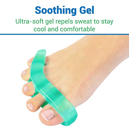 Vivesole Toe Stretchers Separators (4 Pieces) - Gel Therapeutic Spa Spacer Spreaders For Bunions, Overlapping Hammer Toe, Yoga, Plantar Fasciitis, Nail Polish, Correct Metatarsal Pain, Cushion #TOP7