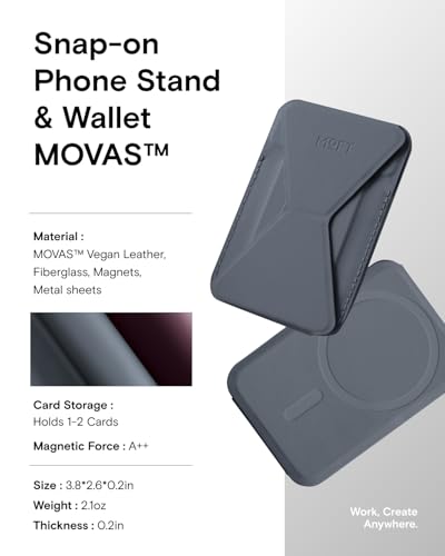 Image of MOFT Magnetic Wallet Stand Compatible with iPhone 16 /15 /14 /13 /12 Series, Angle Adjustment MOVAS Phone Stand, Light Cool Grey