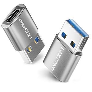 deleyCON USB C Adapter (2 Stück) USB 3.0 5Gbps USB C Buchse zu A Stecker Adapter für iPhone 17/16/15 Serie, iPad, Galaxy S25/S24/S23 Serie, A56, A16, Laptop, Notebook, Carplay Usw